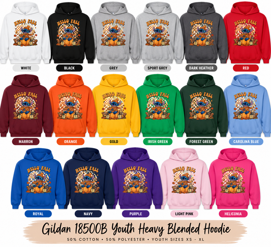 Hello Fall Stitch Autumn Youth Hoodie